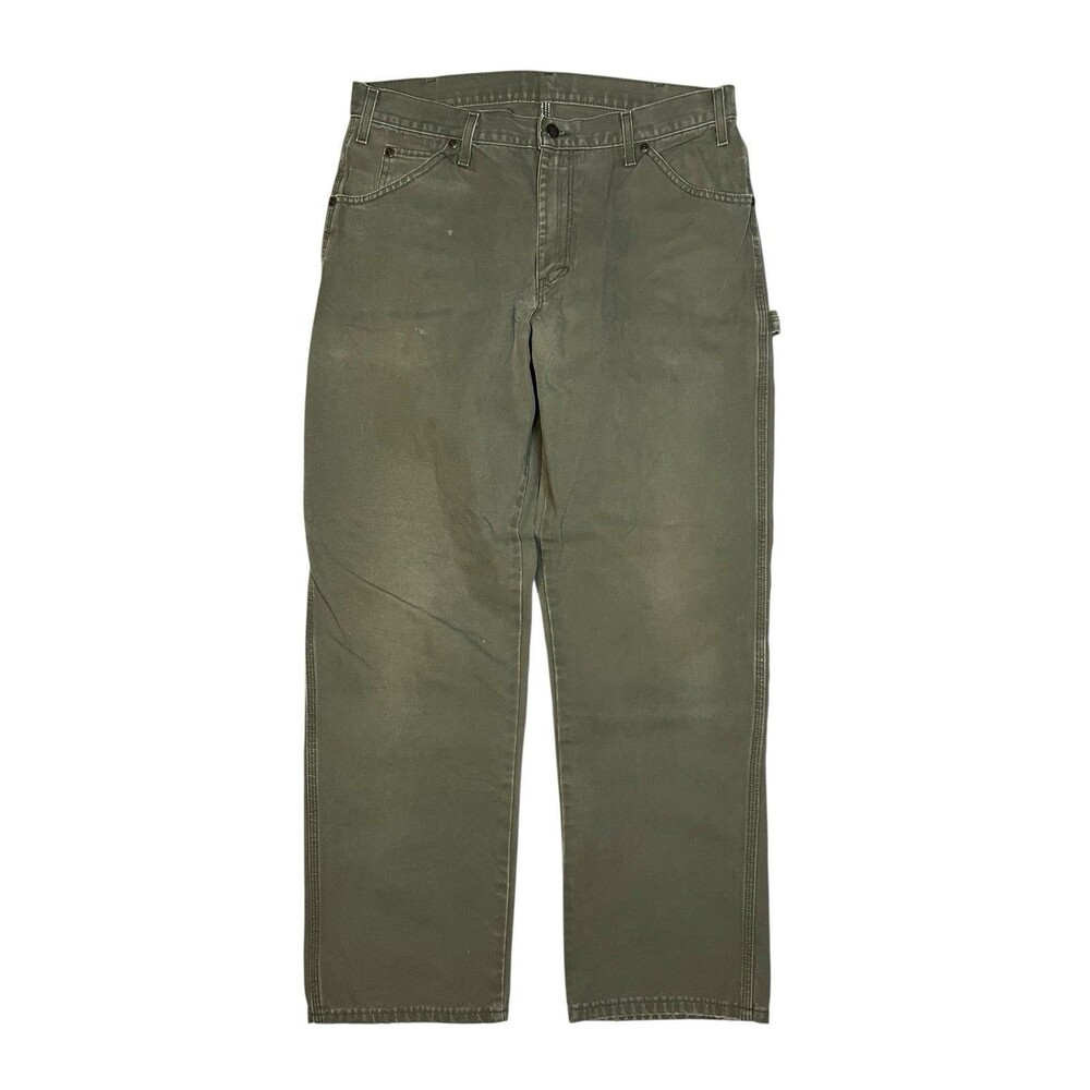 Dickies Carpenter Pants Men’s 34x32 Green Canvas Workwear Utility Vintage